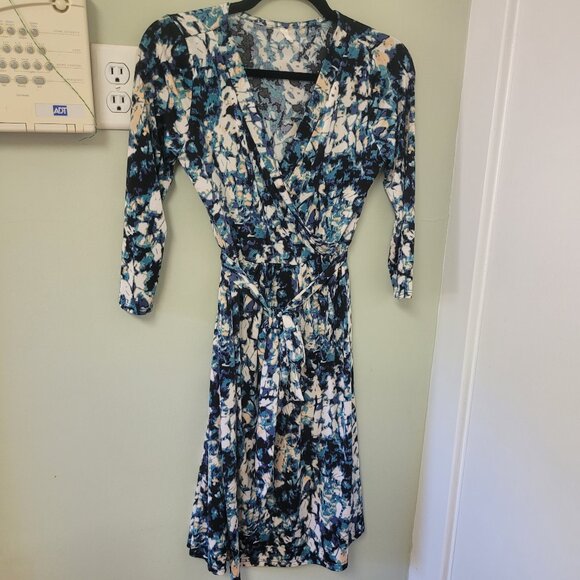 PinkBlush Black Marbled V-Neck Dress Size Small Maternity Breastfeeding friendly - Picture 1 of 4
